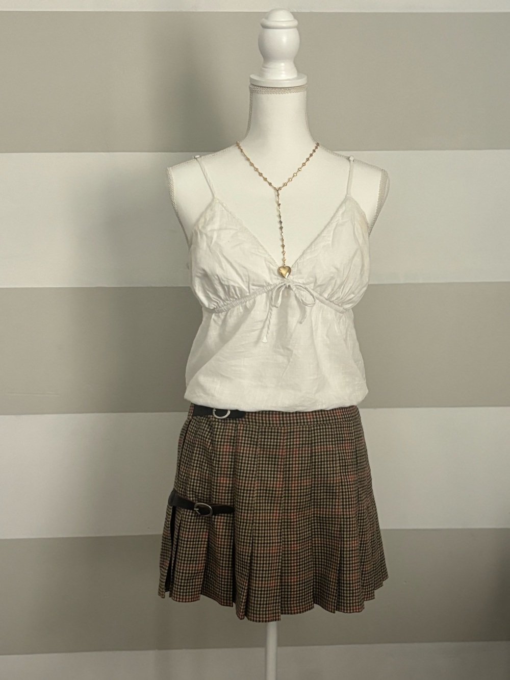 Brandy Melville Plaid Wrap Mini Skirt Brown Pleated
